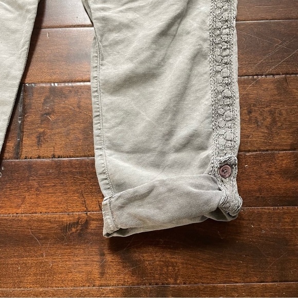 Sundance Organia Lace Trim Linen blend Roll-up Pants Grey size 14 - Picture 7 of 14